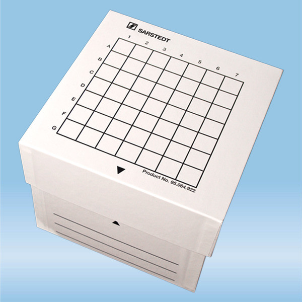 Storage box, slip-on lid, cardboard, format: 7 x 7, for 49 collection tubes