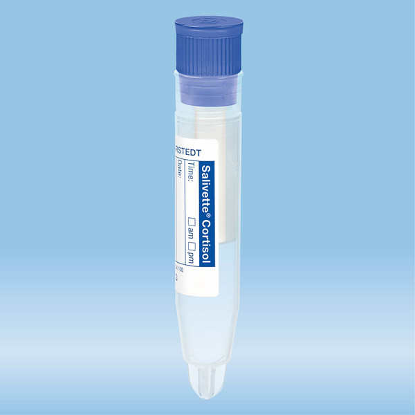 Salivette® Cortisol, with synthetic swab, cap: blue, with paper label