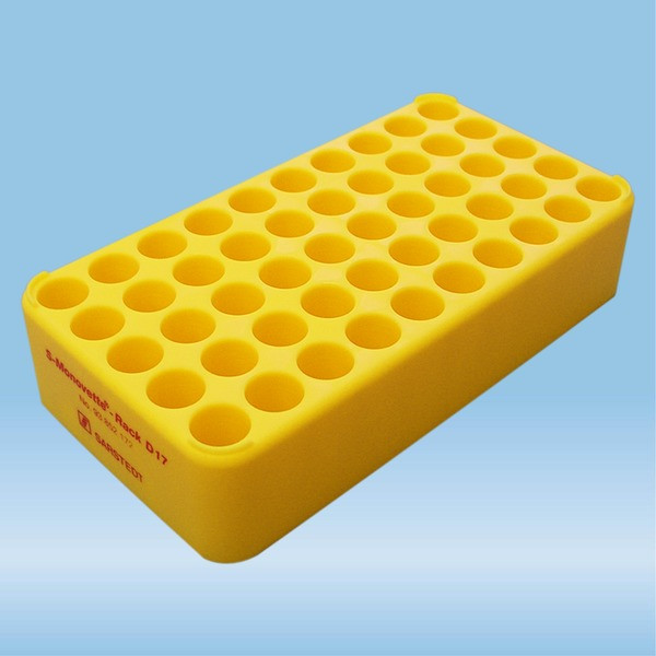 S-Monovette® rack D17, Ø opening: 17 mm, 5 x 10, yellow