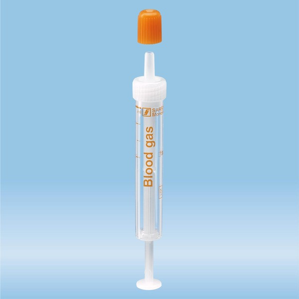 Blood Gas Monovette®, calcium-balanced lithium heparin, 2 ml, cap white/orange, connection: Luer (m)
