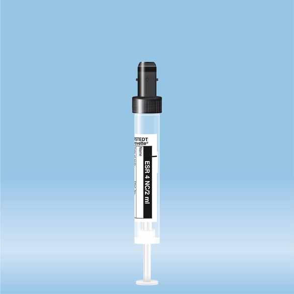 S-Monovette®, ESR, 2 ml, cap black, (LxØ): 66 x 11 mm, with paper label