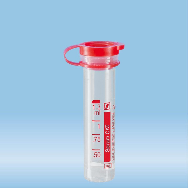 Micro sample tube Serum CAT, 1.3 ml, push cap, ISO