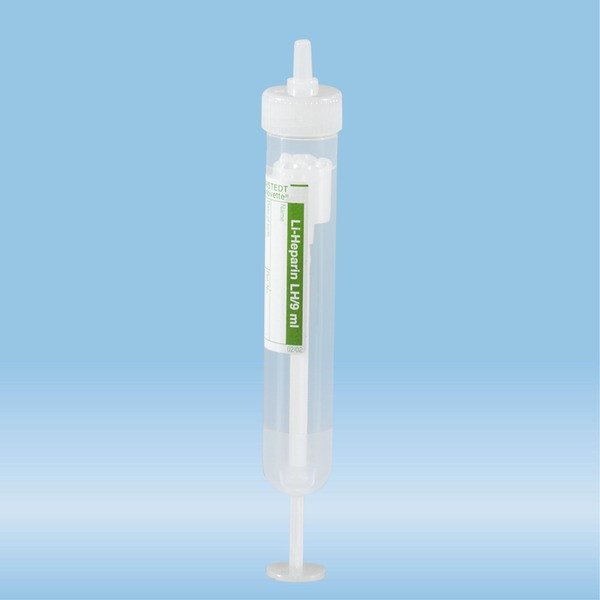 Monovette® Luer Lithium heparin LH, 9 ml, cap natural, (LxØ): 92 x 16 mm, with paper label