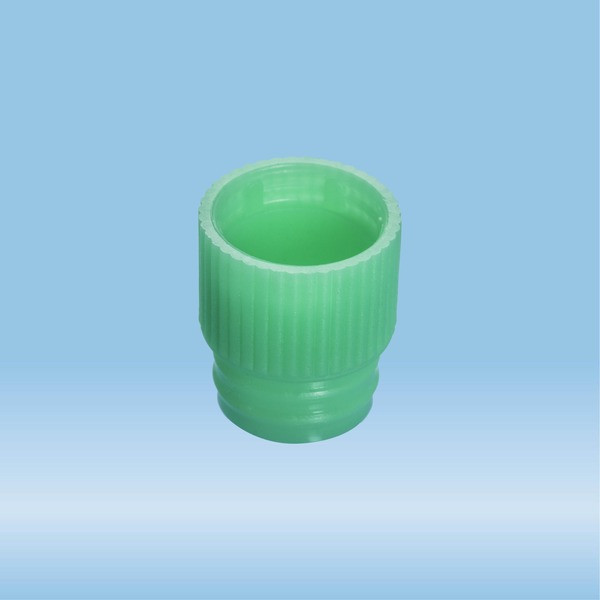 Push cap, green, suitable for tubes Ø 13 mm