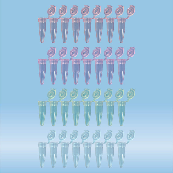 PCR strip of 8, 200 µl, PCR Performance Tested, colour mix, PP, flat cap