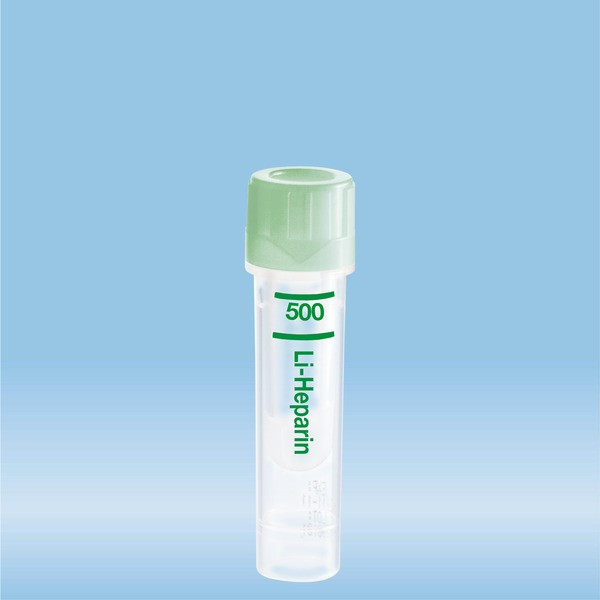 Microvette® 500 Lithium heparin LH, 500 µl, cap green, flat base
