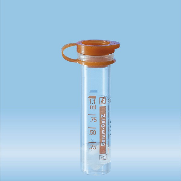 Micro sample tube, Serum Gel, 1.1 ml, Push cap, EU/ISO