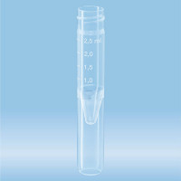 Screw cap tube, 2.5 ml, (LxØ): 75 x 13 mm, conical false bottom, rounded tube bottom, PP, without ca