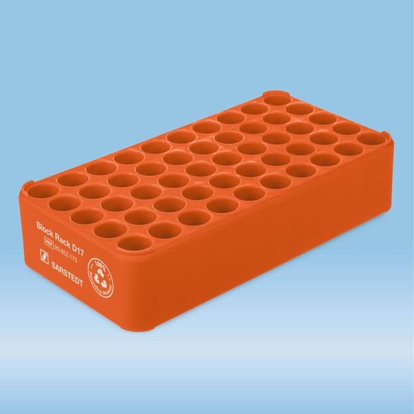 Block Rack D17, Ø opening: 17 mm, 5 x 10, orange