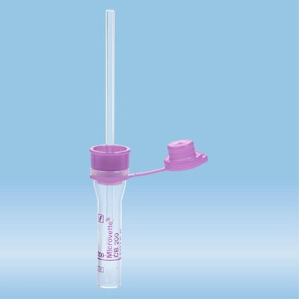 Microvette® CB 200 EDTA K3E, 200 µl, cap violet, push cap, flat base