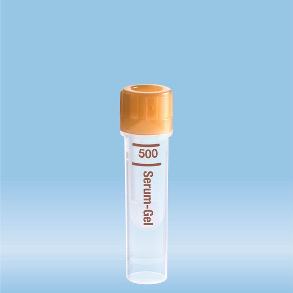 Microvette® 500 Serum Gel, 500 µl, cap brown, flat base