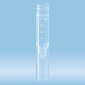 Screw cap tube, 2.5 ml, (LxØ): 75 x 13 mm, rounded false bottom, PP, 1,000 piece(s)/bag