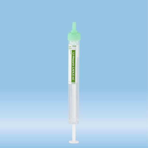 Luer Monovette® Lithium heparin, 4.5 ml, Cap green, (LxØ): 92 x 11 mm ...