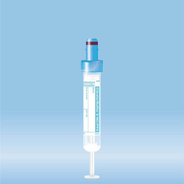 S-Monovette® PFA, Citrate 3.8% buffered, 3.8 ml, cap light blue, (LxØ): 65 x 13 mm, with paper label
