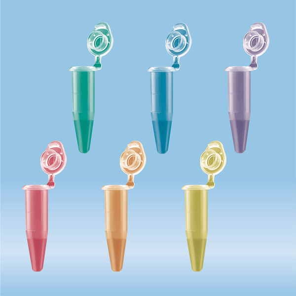 PCR single tube, 0.2 ml, PCR Performance Tested, colour mix, PP, flat cap