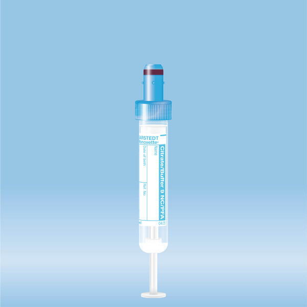 S-Monovette® PFA, Citrate 9NC 0.129 mol/l 3.8% buffered, 3.8 ml, cap light blue, (LxØ): 65 x 13 mm,