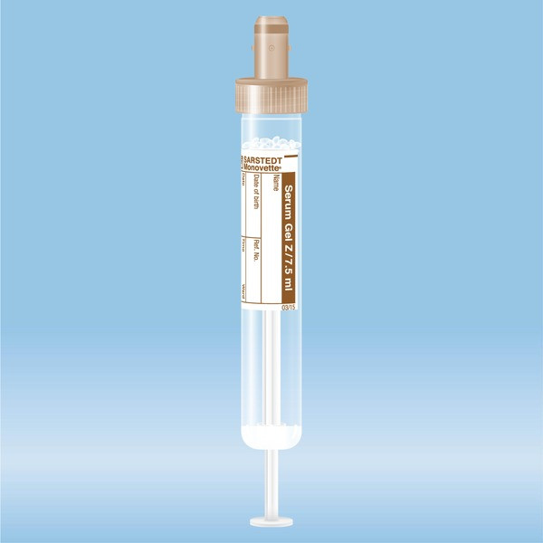 SMonovette® Serum Gel, 7.5 ml, Cap brown, (LxØ) 92 x 15 mm, with