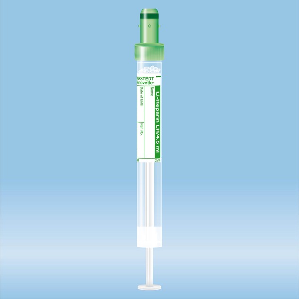 S-Monovette® Lithium heparin, 4.5 ml, Cap green, (LxØ): 92 x 11 mm ...