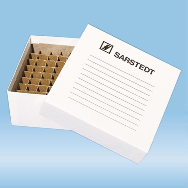 Storage box, slip-on lid, cardboard, format: 9 x 9, for 81 collection tubes