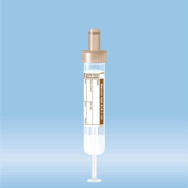 S-Monovette® Serum Gel CAT, 4.7 ml, cap brown, (LxØ): 75 x 15 mm, with paper label