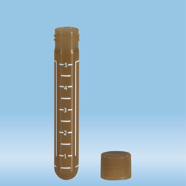 Screw cap tube, 5 ml, (LxØ): 75 x 13 mm, round base, PP, cap enclosed, 1,000 piece(s)/bag