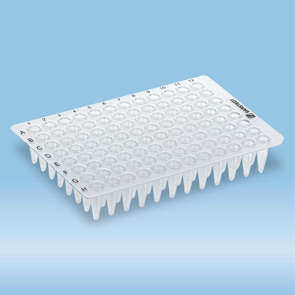PCR plate without skirt, 96 well, transparent, High Profile, 200 µl, PCR Performance Tested, PP