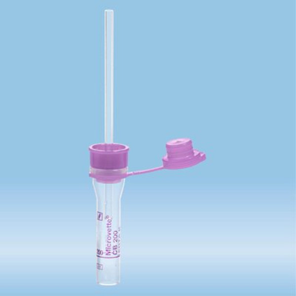Microvette® CB 200 EDTA K3E, 200 µl, cap violet, push cap, flat base