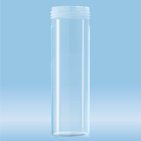 Mailing container, transparent, construction: round, length: 85 mm, Ø opening: 30 mm, without cap