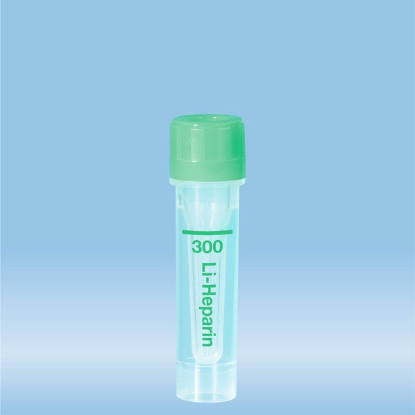Microvette® 300 Lithium heparin LH, 300 µl, cap green, flat base