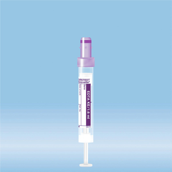S-Monovette® EDTA K3E, 1.6 ml, cap violet, (LxØ): 66 x 11 mm, with paper label