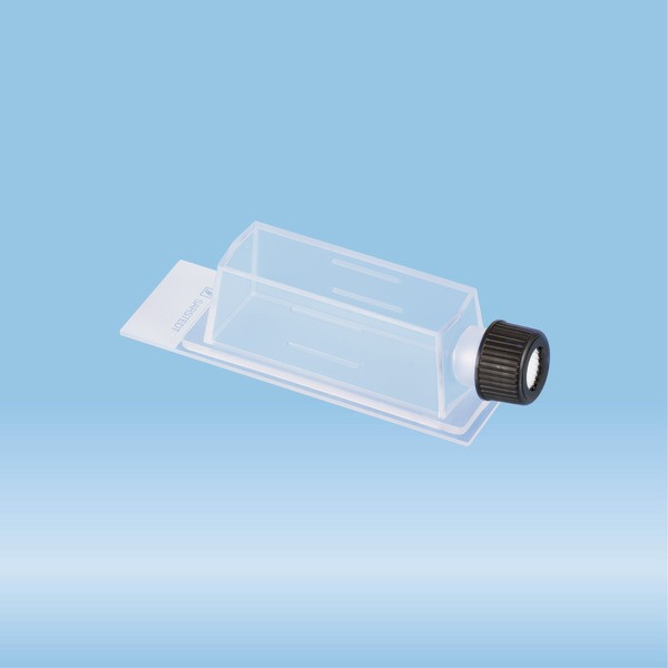 x-well cell culture chamber, flask, on glass slide, removable frame