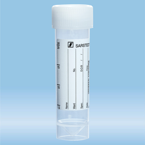 Screw cap tube, 25 ml, (LxØ): 90 x 25 mm, PP, with paper label