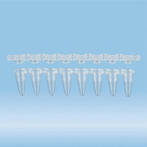 PCR strip of 8, 100 µl, PCR Performance Tested, transparent, PP, flat lid