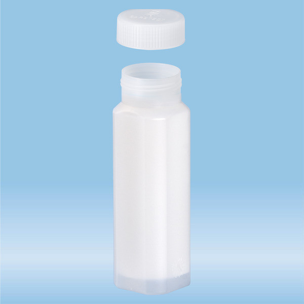 Mailing container, construction: square, with absorbent liner, length: 117 mm, Ø opening: 28 mm, cap