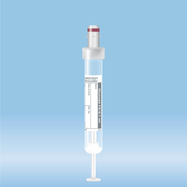 S-Monovette® Fluoride/EDTA FE, 2.7 ml, cap grey, (LxØ): 75 x 13 mm, with paper label