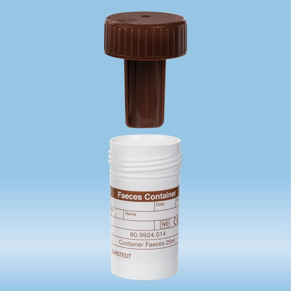 Faeces tube, with blade, screw cap, (LxØ): 54 x 28 mm, white