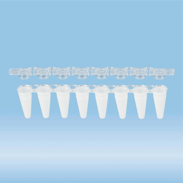 PCR strip of 8, 100 µl, PCR Performance Tested, white, PP, flat lid