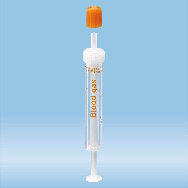 Blood Gas-Monovette®, Calcium-balanced heparin, 2 ml, cap white/orange, connection: Luer (m)