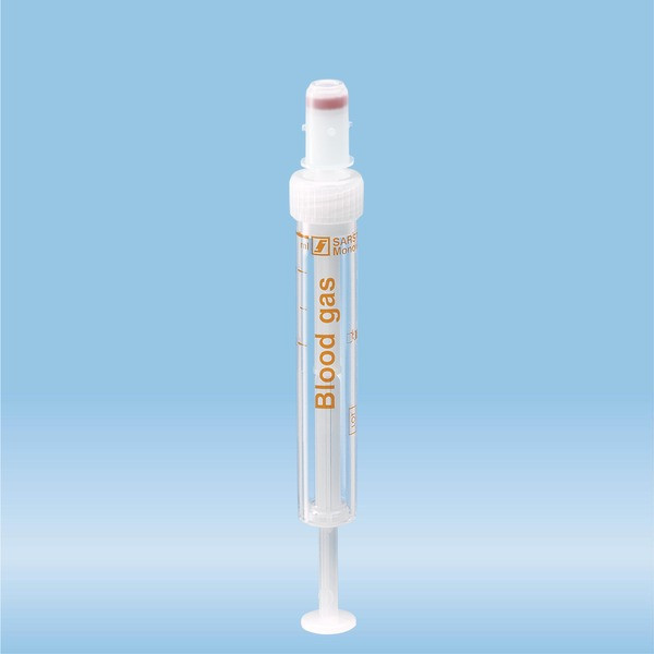 Blood Gas-Monovette®, Calcium-balanced heparin, 2 ml, cap white/orange, connection: Luer (m)