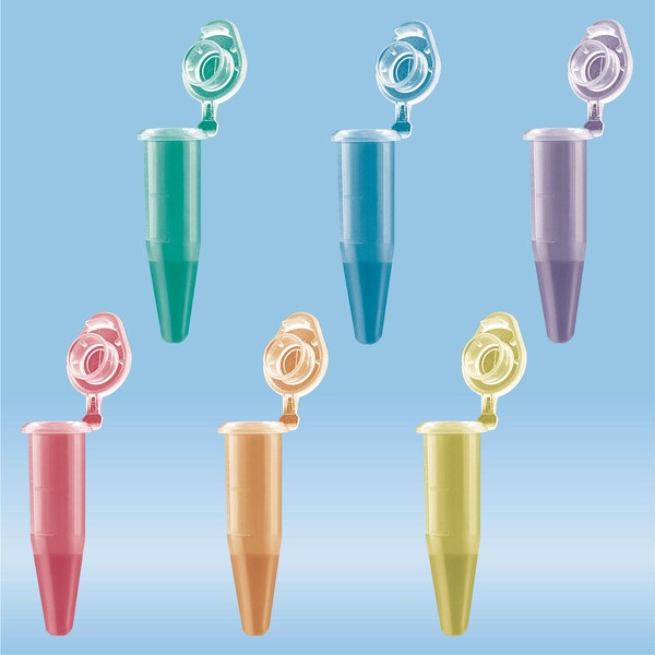PCR single tube, 0.5 ml, PCR Performance Tested, colour mix, PP, flat cap