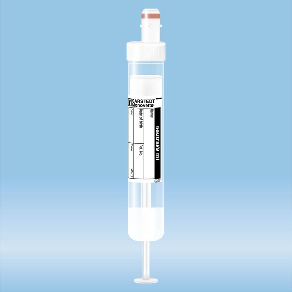 S-Monovette® neutral, 9 ml, cap white, (LxØ): 92 x 16 mm, with paper label