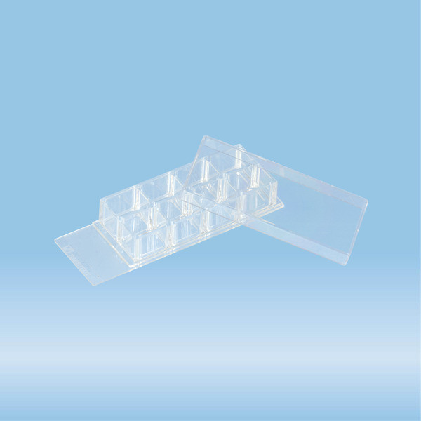 x-well cell culture chamber, 8 wells, on PCA slide, removable frame