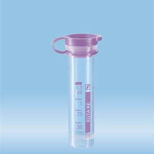 Micro sample tube, K3 EDTA, 1.3 ml, Push cap, ISO