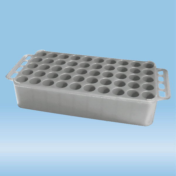 Block Rack D17, Ø opening: 17 mm, 5 x 10, grey, with handle