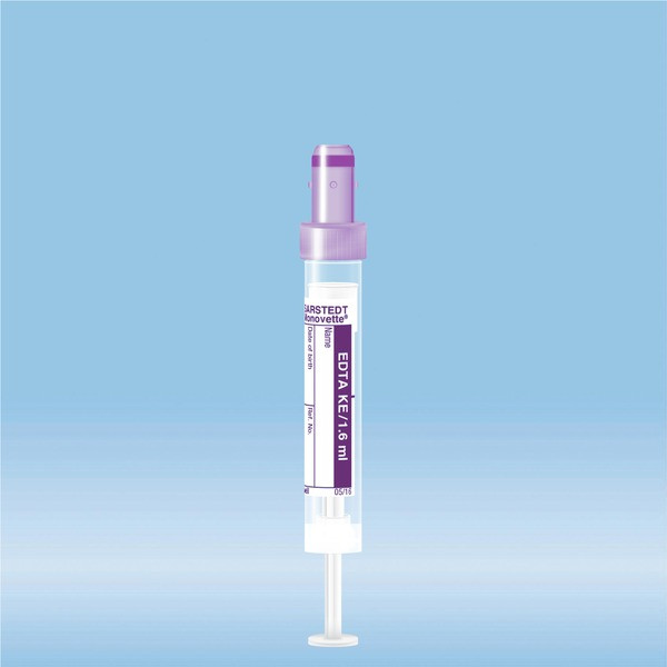 S-Monovette® K3 EDTA, 1.6 ml, cap violet, (LxØ): 66 x 11 mm, with paper label