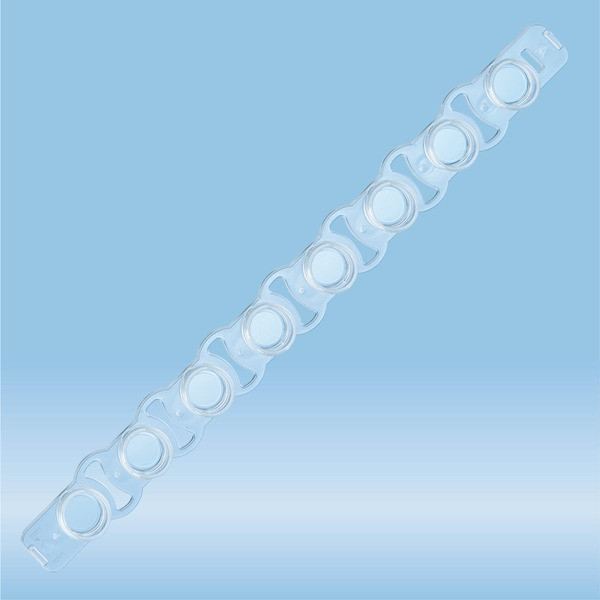 PCR strip of lids, PCR Performance Tested, PP, highly transparent, flat cap