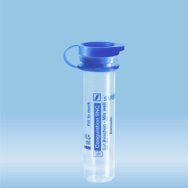 Micro sample tube Citrate 9NC 0.106 mol/l 3.2%, 0.5 ml, push cap, ISO