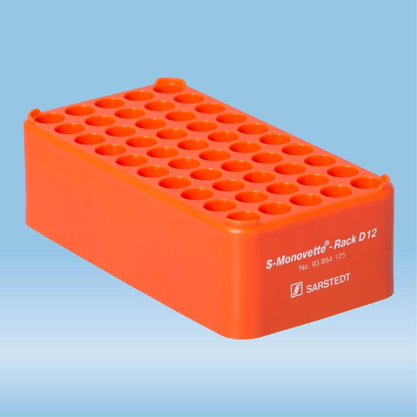 S-Monovette® rack D12, Ø opening: 12 mm, 5 x 10, orange