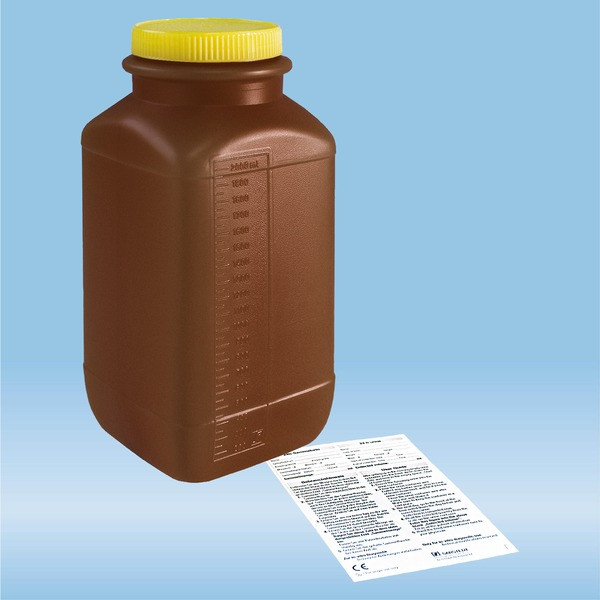 Urine container, 2 l, brown, with light protection, graduated