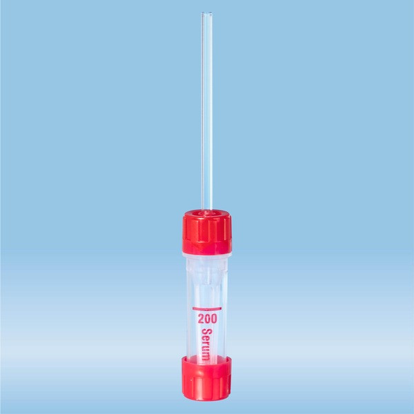 Microvette® 200 Serum, 200 µl, cap red, flat base